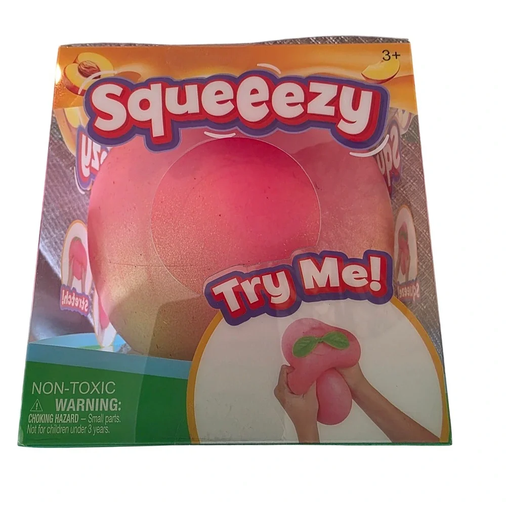 New Squeeezy Peach Giant Sensory Fidget Stress Ball  Pink Gel Filled Toy